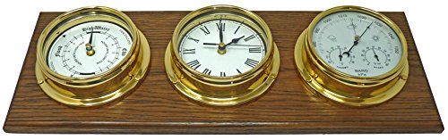 Tabic Brass Tide Clock & Barometer with Hygrometer & Thermometer, Handmade in England Multicolor