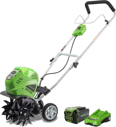 Tillers — Greenworks 40V Cordless Tiller Cultivator with Battery