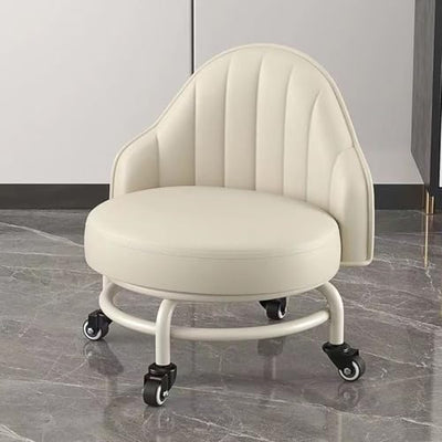 Workseats — BSNANCA Low Rolling Stool with Back Support, Beige