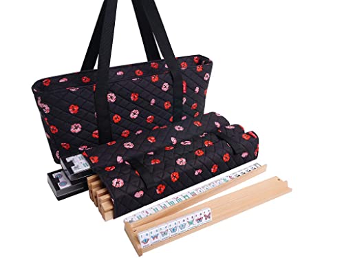Linda Li American Mahjong Set Artisan Collection Butterfly Series Black Poppy Bag