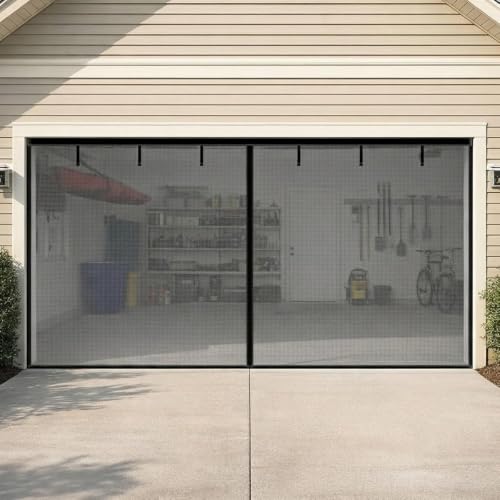 Garage Door Decorations — DMZHAOBC Magnetic Fiberglass Garage Screen Door - Black