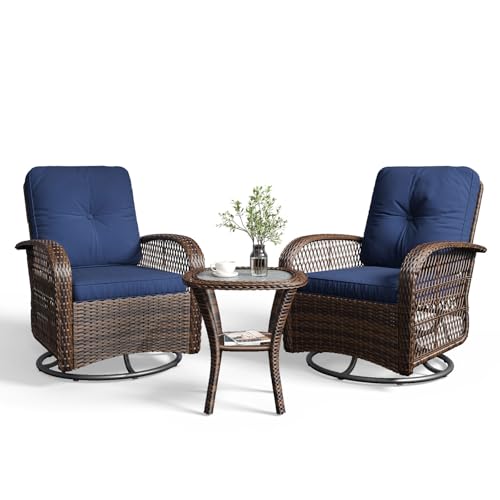 Patio Furniture Sets — Aoxun 3-Piece Patio Bistro Set with Swivel Rocking Chairs