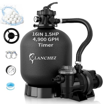 Sand Pool Filters — LANCHEZ LZ-CLP8005AF-16 Sand Filter Pump, Black