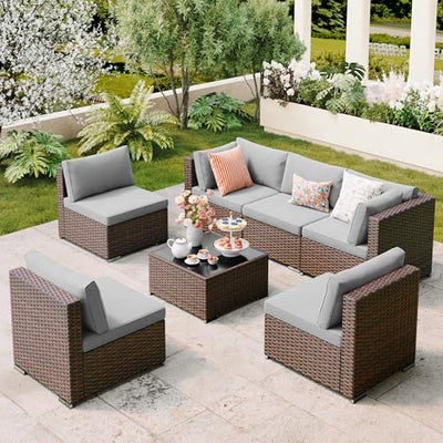 Conversation Sets — Qsun WR710 Gray PE Rattan Outdoor Conversation Set
