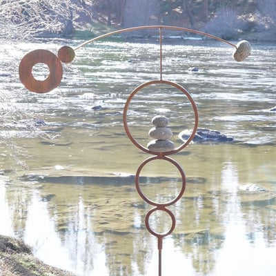 Wind Sculptures & Spinners — AURA LIFE Zen Circles Metal Wind Spinner, Bare Steel