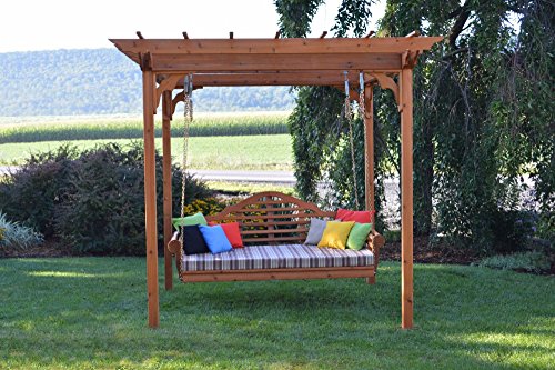 Pergolas — A&L Furniture Co. Cedar Pergola with Marlboro Swing Bed