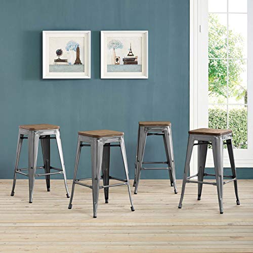 Modway Promenade Counter Stool Set of 4 Gunmetal