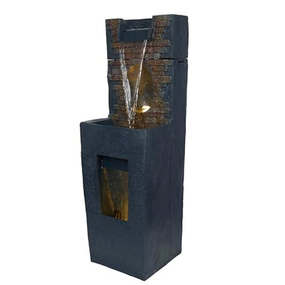 Wall-Mounted — Alpine Corporation TZL398 Gray Cascading Wall Fountain
