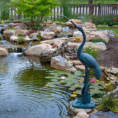 Water Spitters — Aquascape Standing Crane Spitter Fountain, Patina 78314