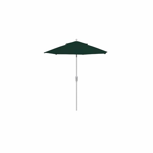 Treasure Garden 7.5ft Patio Umbrella – Outdoor Market Umbrella – Push Button Tilt – White Aluminum Frame (O’bravia, Forest Green)