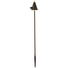 MAKLAINE Modern Outdoor Path Light, 61 in Cast Brass Torch, Antique Brass Finish, Adjustable Height, Round Glass Shade, Low Voltage Lighting for Backyard, Patio, Deck, Walkway, Pathway
