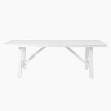WestinTrends Cape May 90" HDPE Rectangle Outdoor Patio Dining Table with Umbrella Hole and Metal Frame, White