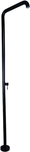 MKLFBY Free-Standing Outdoor Shower Brushed Stainless Steel 304 Rainfall Garden Shower W/Integrated Top Spray Shower Head, Perfect for Outdoor Backyard Pool Beach