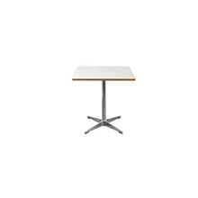 JOSOGO Bistro Table, White Top with Wood Edge, Sturdy Metal Pedestal Base, Multipurpose Small Dining Table for Kitchen, Cafe Balcony(A,60cm)