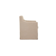 NADAAL STUDIOS Azalea Outdoor Dining Chair, Curved Arms Tailored Slipcover, Recycled Solution-Dyed Polyester, Caster Wheels, Light Brown