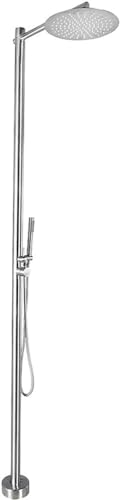 MKLFBY Outdoor Shower Fixture System W/Showerhead, Stainless Steel Outdoor Shower Column Floor Rain Shower Set for Villa Swimming Pool