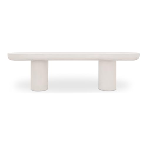 NADAAL STUDIOS Fenton Bench, Fiber-Reinforced Concrete Seat, Iron Frame, Cream, Seats 3