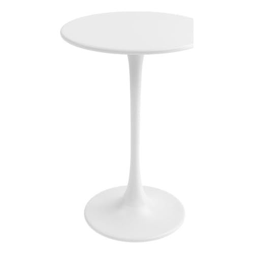 Afuera Living 24" Counter Height Bistro Table, Round Steel Top, White Finish, Weatherproof Indoor/Outdoor Dining Table, Modern Midcentury Style, Small Space Patio, Balcony, or Home Office Use