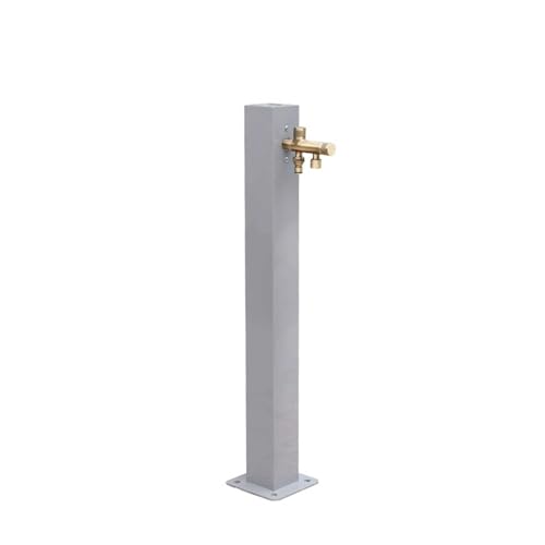 ERoomQ 304 Stainless Steel Square Garden Water Column with Double Outlet Faucet, Outdoor Antifreeze Yard Hydrant for Irrigation Washing,80cm/31in