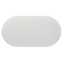Benzara Yami Outdoor Dining Table, 80 Inch Oval Faux White Stone Top, Brown