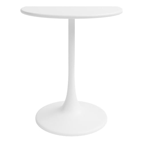 Afuera Living Mid-Century Steel 24" Outdoor Bistro Table, White Finish, Round Top Design, Weatherproof Metal Construction, Space-Saving Base, Minimalist Style for Patio, Balcony, or Indoor Use