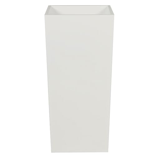 Benzara 32 Inch Tall Tapered Barrel Planter Vase with Hidden Insert White