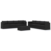 MNCVXAXG 9 Piece Patio Lounge Set with Cushions Poly Rattan Black