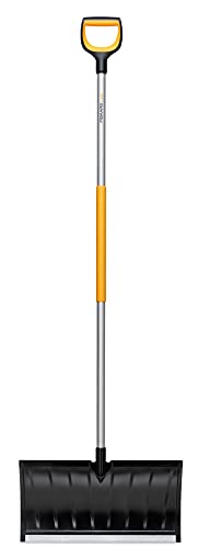 Fiskars Snow Pusher for Shallow Snow Layers, X-Series, Length: 173 cm, Aluminium/Polymer, Black/Orange/Grey, 1057179