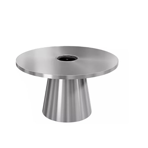 Round Bar Table Modern Bistro Pub Tables,BBQ Work Kitchen Stainless Steel Non-Slip Feet Pads Slotted Countertop Design(C136CM)