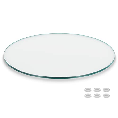The Better Bevel 48 inch Round Glass Table Top - Clear Tempered Glass Surface Protector - Safe Flat Polished Edge - Coffee, Dining and End Table