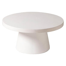 LeisureMod Minimalist White Side Table with Pedestal Base – Round Fiberstone Accent Table for Living Room, Outdoor, or Patio Use, Dune Series (White)