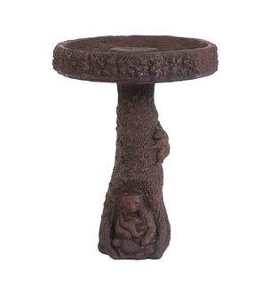 Solid Rock Stoneworks Bear's Birdbath- 26" Tall x 20" Dia- Mocha