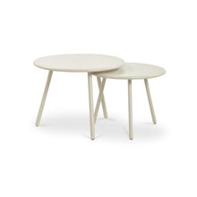 NADAAL STUDIOS Doran Outdoor Coffee Table, Round, Nesting Two-Piece, All-Steel Frame, Water Resistant, Cream - Set of 2
