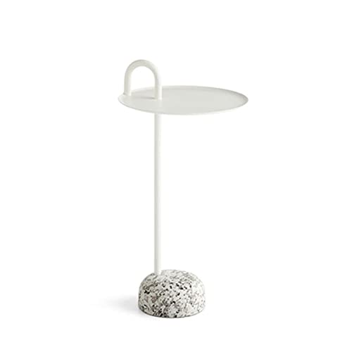 JIANSMZ Small Metal Side Table Round Bistro Table Indoor Outdoor Portable Coffee Table Bedside Table Rust and Weather Resistant Cocktail Table for Living Room (Grey)