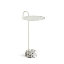 JIANSMZ Small Metal Side Table Round Bistro Table Indoor Outdoor Portable Coffee Table Bedside Table Rust and Weather Resistant Cocktail Table for Living Room (Grey)