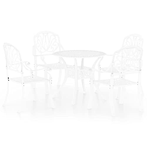 vidaXL 5 Piece Bistro Set Cast Aluminum White