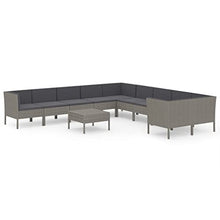 WDGJJFECNMUEHI 11 Piece Outdoor Patio Furniture Set with Cushions, Gray PE Rattan Sectional Sofa Waterproof Garden Lounge Set for Backyard, Poolside, Includes Sofas, Table & 25 Cushions