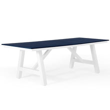 WestinTrends Cape May 9-Piece HDPE Outdoor Furniture Patio Dining Table with Umbrella Hole and Chairs Set for 8, Navy Blue