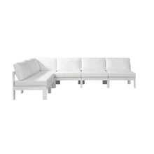 Outdoor Escape White Fabric Patio Modular Sectional, Weatherproof Cushions, 120X120 Inch, Contemporary Style, Ideal for Relaxing and Entertaining
