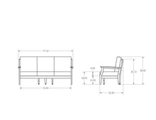 highwood Lehigh Deep Seating Sofa, with Sunbrella Cushions in Canvas Seasalt, Whitewash Frame