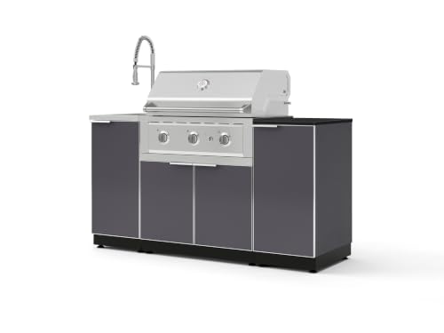 NewAge Products Classic Series 5PC Aluminum Slate Gray Modular Outdoor Kitchen Grill Island with 33" Performance Grill NG -24"D x 65"W x 57.15"H
