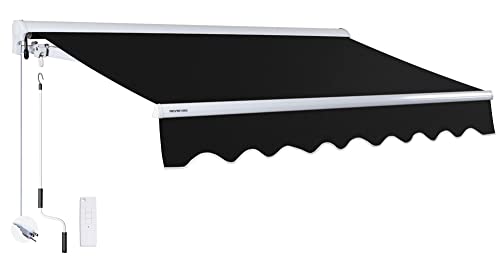ADVANING 14'x10' MOTORIZED Patio Retractable Awning | LUXURY Series | PREMIUM Quality, 100% Solution-Dyed European Acrylic UV Sun Shade, Color: Black, EA1410-A103H2