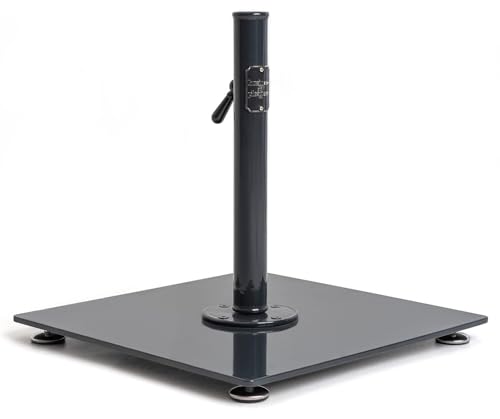 Business & Pleasure Co. Vintage Black Umbrella Base - Perfect for The Patio Table or Pool - Heavy Outdoor Square Metal Stand - Fits Beach, Market, & Patio Umbrellas - 55 lbs