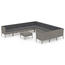 MNCVXAXG 12 Piece Patio Lounge Set with Cushions Poly Rattan Gray