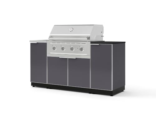 NewAge Products Classic Series 5PC Aluminum Slate Gray Modular Outdoor Kitchen Grill Island with 36" Performance Grill NG - 24"D x 68"W x 57.15"H