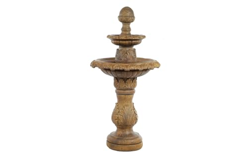 Solid Rock Stoneworks Concrete 2 Tier Acorn Leaf Fountain- 48" Tall- Espresso