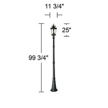 Casa Marseille 99 3/4" High Black Outdoor Post Light with Flat Base Pole