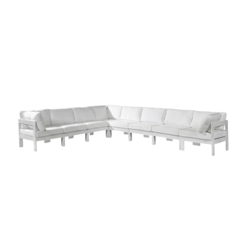 Outdoor Escape White Fabric Outdoor Patio Modular Sectional for Contemporary Outdoor Living, Weather-Resistant, Cushioned, Durable, Spacious, Modern Design
