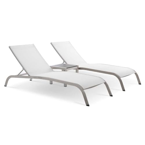 Pemberly Row 3 Piece Mesh Patio Lounge Chair Set White