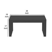 Benjara Kili 35 Inch Coffee Table, Polyresin Surface, Jet Black Aluminum Frame